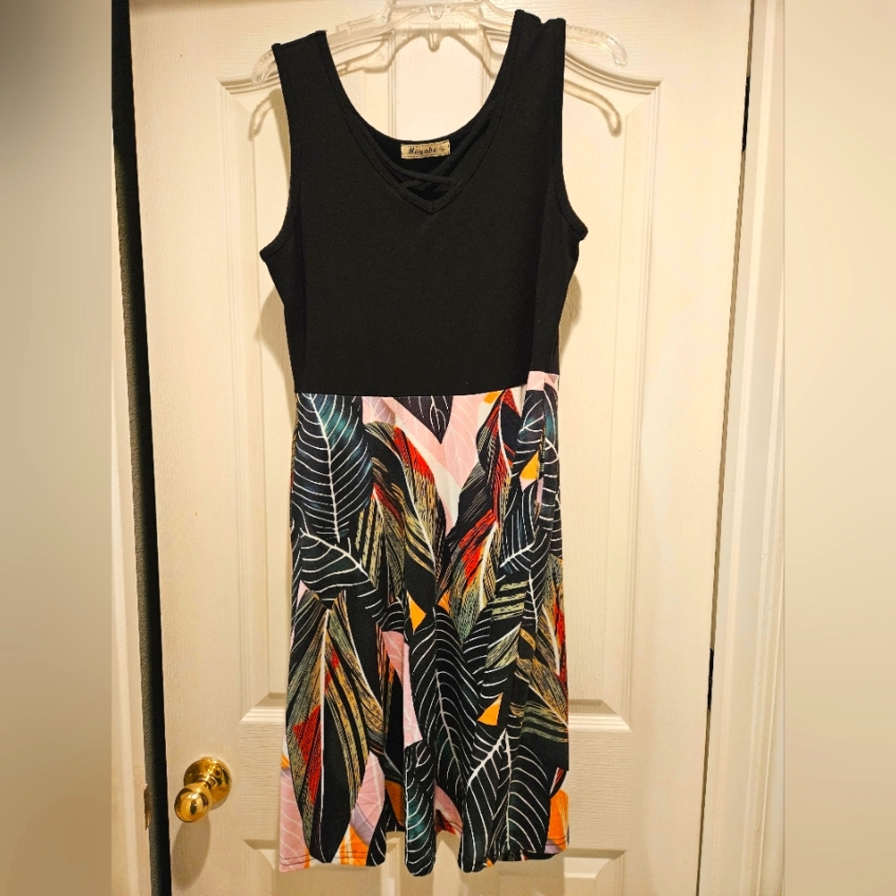 Moyabo Women's V Neck Criss Cross Midi Dress XL